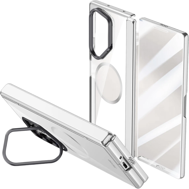 Elvo 갤럭시 Z폴드 7 6 투명 케이스 맥세이프 강화자력 히든 거치대 액정 힌지 보호