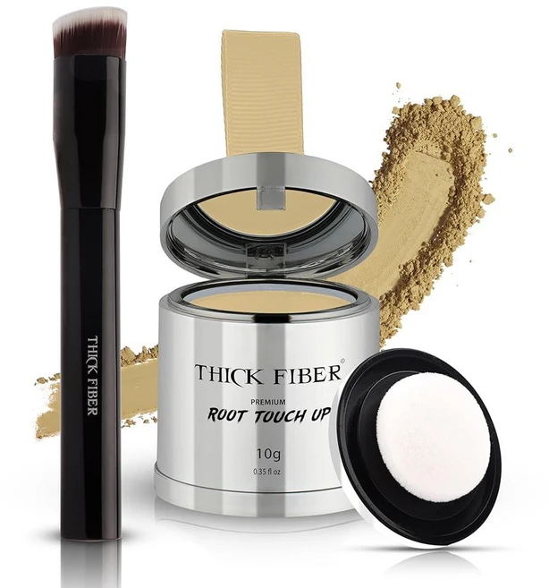 THICK FIBER Root Touch Up 라지 10g 헤어라인 파우더 - 회색 뿌리 얇은 모발 커버 정밀한 브러시로 방수 땀 방지 대머리 반점 채우기용 컨실러 블론드 [호, Light Blonde - 쿠팡