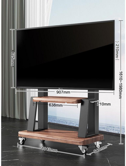 이동식 티비 TV 거치대 스탠드 다이 바퀴 선반형 65인치 75인치, I. 250kg 월넛 칼라  50-110 인치 범용, 1개