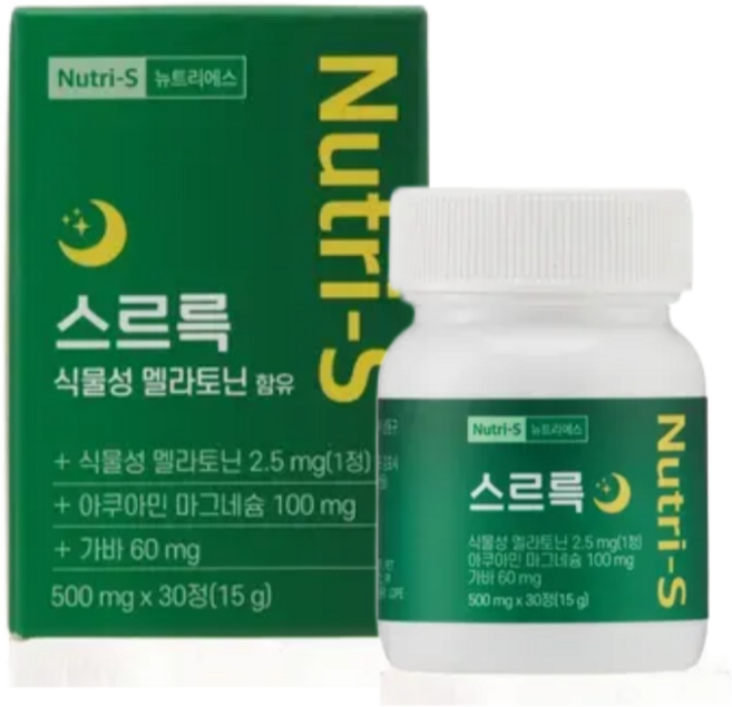 뉴트리에스 스르륵 식물성 멜라토닌 2.5mg함유 가바 마그네슘, 1개, 30정
