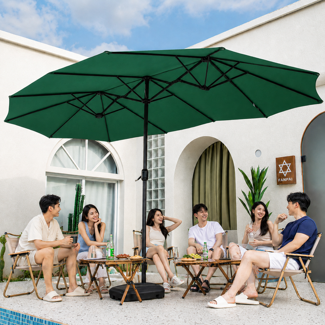 ZEKA 초대형 파라솔 야외용 카페 8인 물통 포함, GG그린