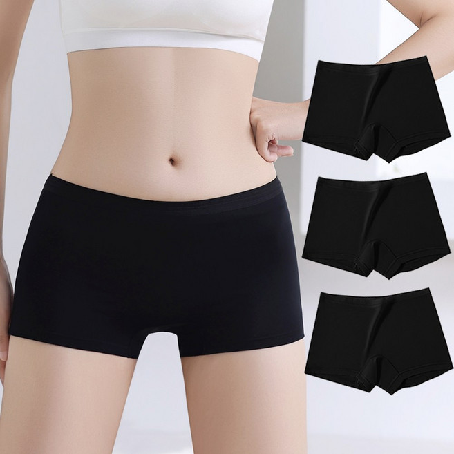 3매 캐리루시 통기성 말림방지 사각 소프트 드로즈 팬티