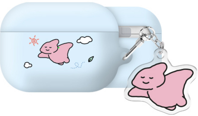 삐뚤빼뚤 공룡 에어팟프로2/에어팟3/에어팟4 하드 케이스 +아크릴키링 세트, AirPods(4세대), 삐뚤빼뚤 공룡_프테라, 1개