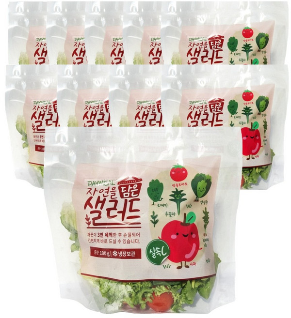 데이밀 자연을담은 샐러드 실속C 사과 방울토마토 국내산 채소샐러드 100g, 10개