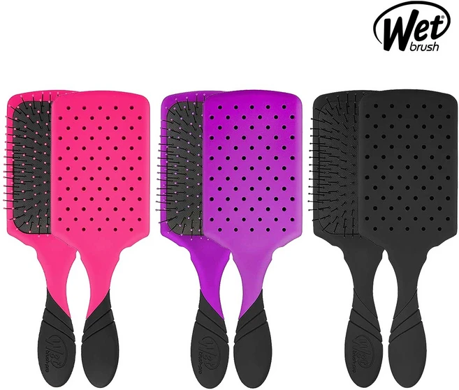 웻브러쉬 프로 패들 디탱글러 헤어브러쉬 드라이 빗 극손상모 두피 마사지, 1개, 퍼플 - 쿠팡