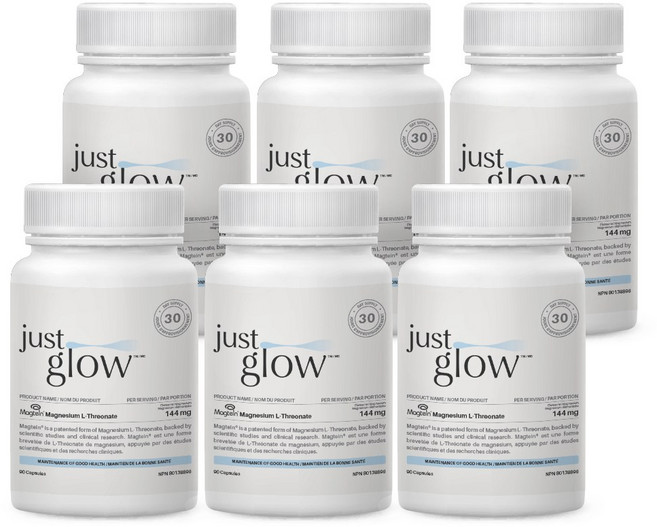 저스트글로우 마그테인 트레온산 마그네슘 L-트레오네이트 베지 캡슐, 6개, 90정