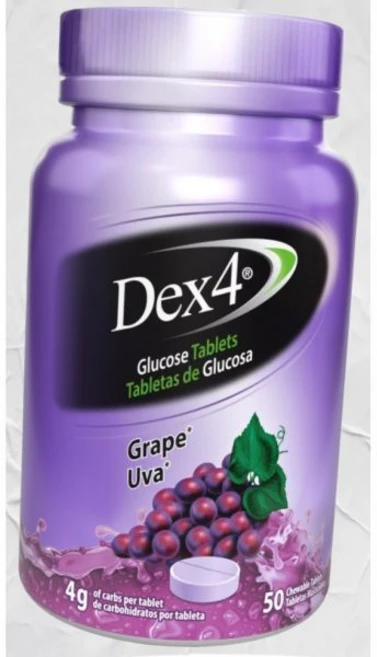 덱스4 포도당 정제 포도맛 50개입 병 각 정제에 4g의 탄수화물이 포함 미국내수용, 포도, 50개 (1팩), 1개, 50정 - 쿠팡