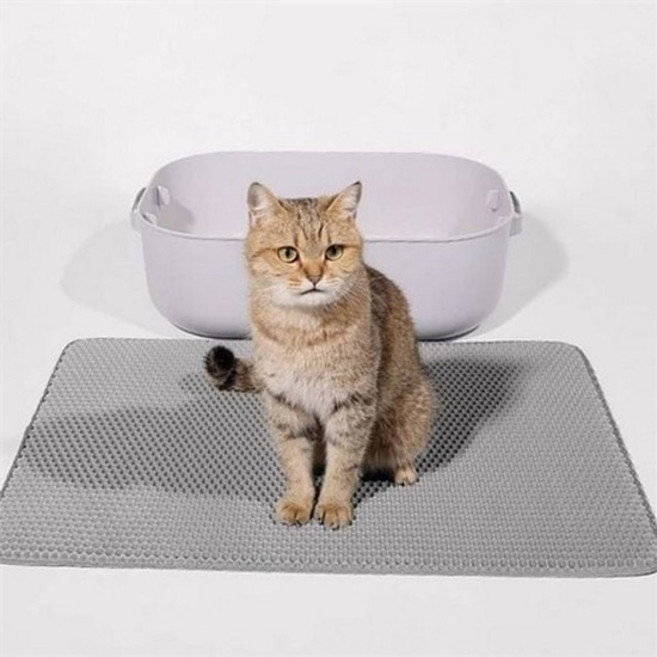 고양이 화장실 매트 60x90cm 고양이 모래 매트 벌집형 포켓형 흩날림 방지 내마모성 미끄럼, 그레이 60x90cm, 그레이