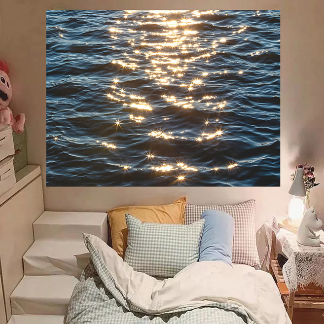 WHH 높은 품질 가리개 인테리어 대형 패브릭 포스터, 블루