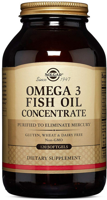 SOLGAR Omega-3魚油濃縮軟膠囊, 120顆, 1罐
