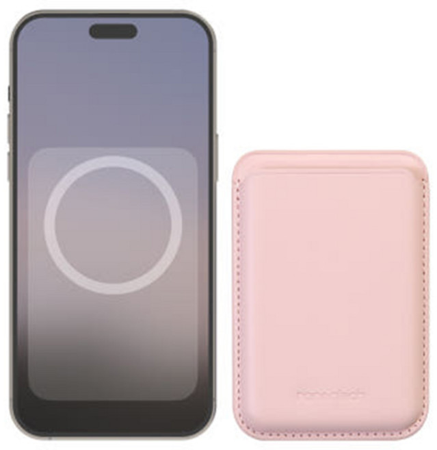 로랜텍 모션 애니메이션 작동 가죽 맥세이프 카드지갑 케이스, 1개, 핑크샌드