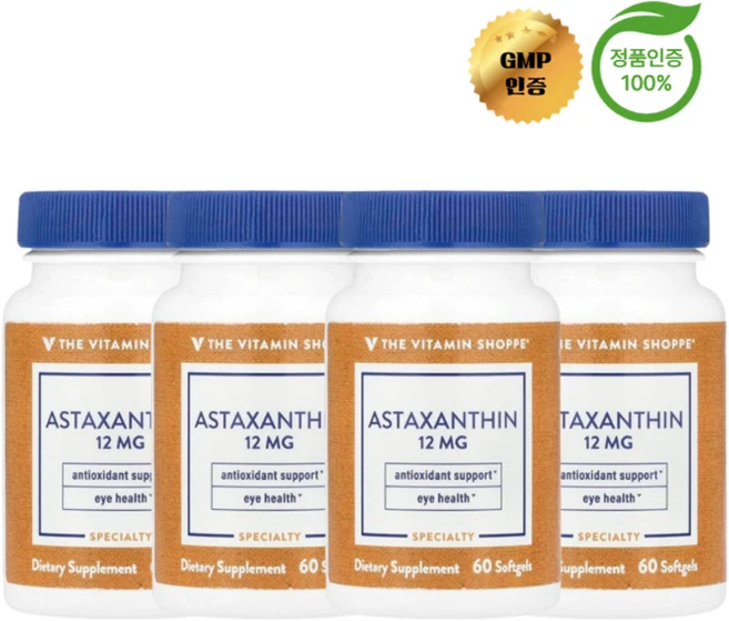 2+2 더 비타민 샵 아스타잔틴 12mg 소프트젤 60정, 4개 - 쿠팡