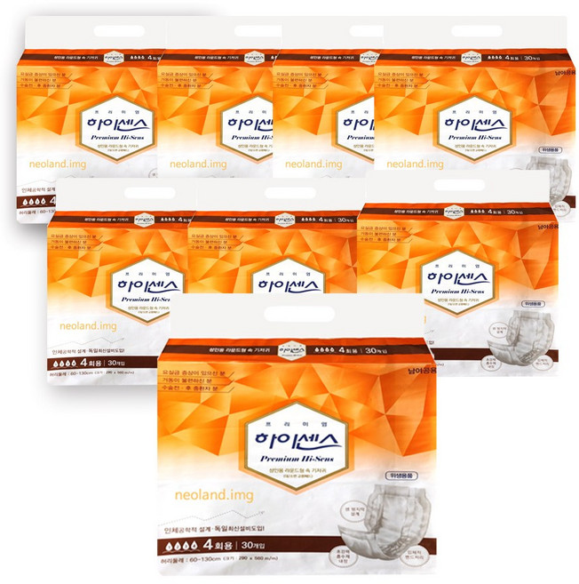 하이센스 프리미엄 라운드형 4회용 8팩240매/성인기저귀패드/요실금패드/성인용기저귀/교체패드/교환패드/라운드패드, 240개입, 8개