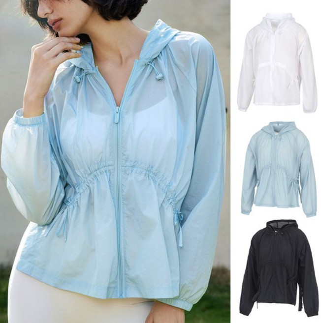 [김영주골프] 여름 초경량 자외선차단 시스루 후드 여성 바람막이 점퍼 KPMLJP66