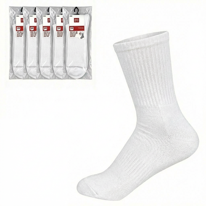 BYC 여성 중목양말 5켤레 개별 비닐포장 화이트 블랙 그레이
