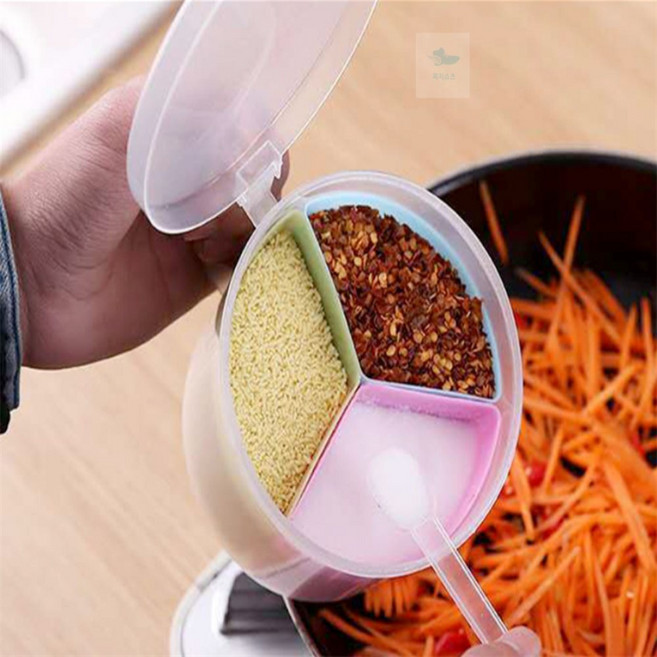 꼭지스토어 조미료 원형통 3칸 원터치조미료통