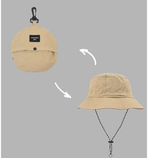 접이식 폴딩 모자 벙거지 방수 버킷햇 등산 캠핑 아웃도어, 베이지