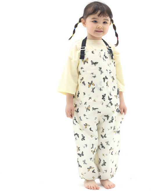 플리에 멜빵형 미술가운/모래놀이바지/갯벌체험옷, 아이보리나비