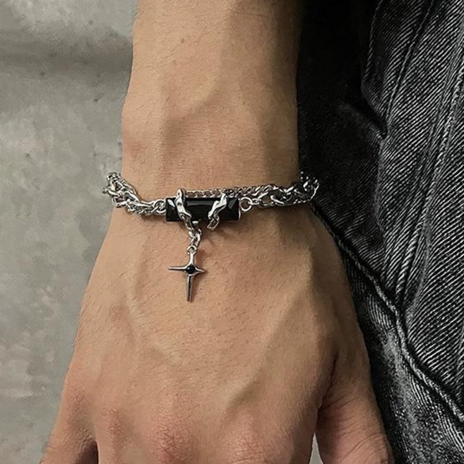 남성 써지컬 십자가 체인 팔찌