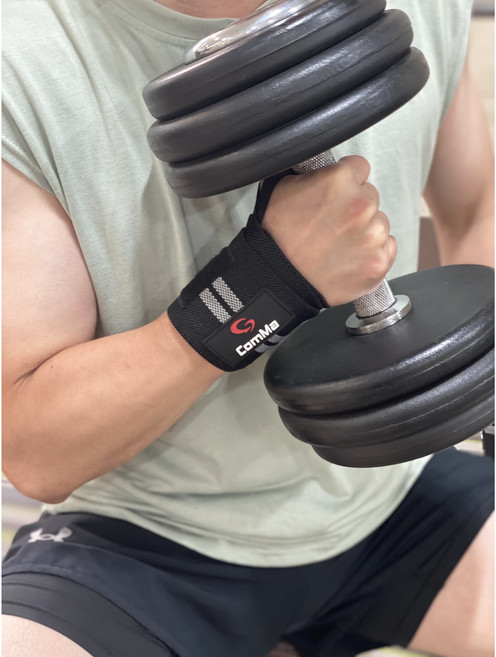 콤마스포츠 리스트랩 헬스 크로스핏 손목보호대 웨이트 벤치프레스 파워리프팅 손목보호 아대, 그레이, 1세트