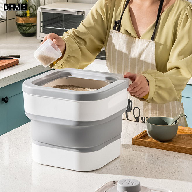 DFMEI 米桶家用摺疊防蟲防潮密封裝米箱高檔加厚大容量儲存廚房米缸, 1個