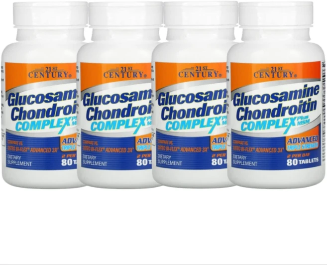 2+2 21st 센추리 글루코사민 콘드로이틴 컴플렉스 플러스 MSM 어드밴스드 트리플 스트렝스 80정, 4개 - 쿠팡