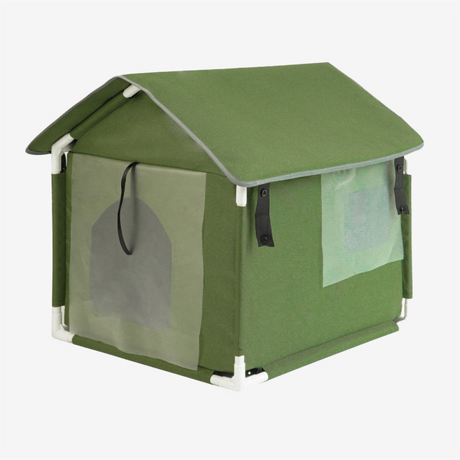 MIAMIA 방수 방한 길 고양이 야외 실외 집 겨울 여름, 1개, 그라스 그린