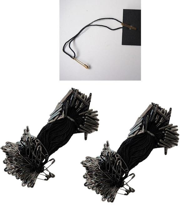 옷핀라벨 택끈 라벨끈 택고리 의류 실고리핀 포장끈 200개, 흑니켈블랙