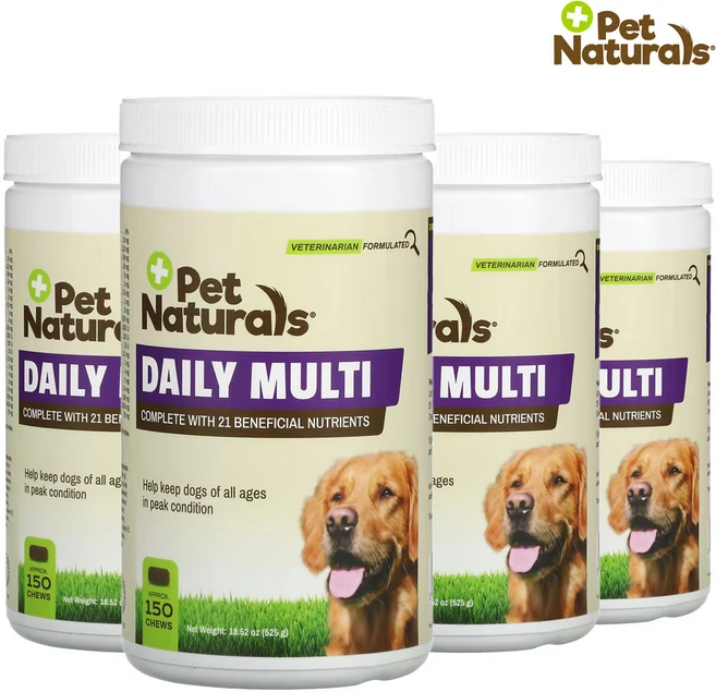 펫 내추럴 데일리 멀티 포 도그 개 강아지 올 에이지 전연령 525g 150츄이 4개 - 쿠팡
