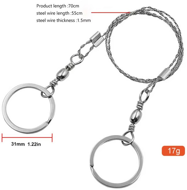 손가락 손잡이가 있는 휴대용 톱 생존을 캠핑 야외 스테인리스 와이어 및 하이킹 스틸, 실버