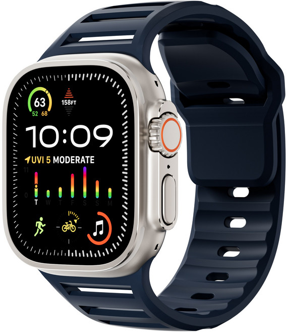 밴드톡 애플워치 호환 스포츠 실리콘 스트랩 밴드11 10 9 8 7 6 5 4 3 2 se2/3 ultra2/3, 미드나잇블루, 1개