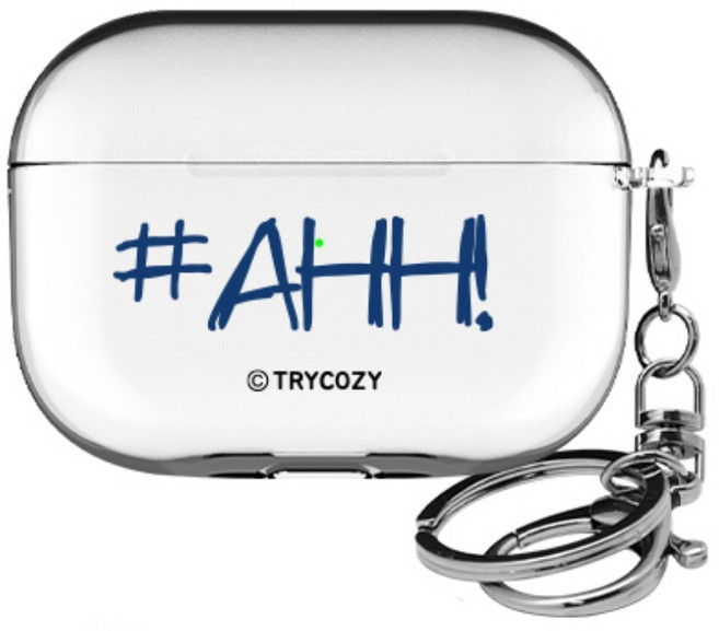 하이 줄임말 해시태그 일체형 투명 케이스 변색 방지 + 키링세트, 1개, AHH!, 에어팟프로3