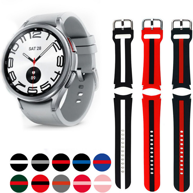 SMR960 갤럭시워치6 47mm 스트랩 우레탄 커브엔드 시계줄 호환, 블랙레드 CEN03URBKRE, 1개