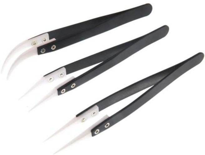 정전기 방지 세라믹 족집게 스테인레스 스틸 산업용, 1개, 핀셋리틀커브 G00044