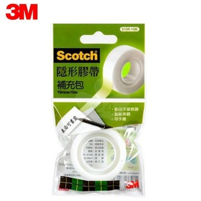 3M 810R-10M 隱形膠帶補充包 辦公室必備 黏性持久, 1個, 透明