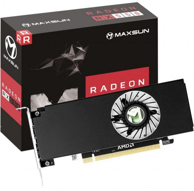 maxsun AMD Radeon RX 550 4GB 로우 프로파일 스몰 폼 팩터 비디오 그래픽 카드 게임용 PC GPU GDDR5 ITX SFF HDPC 128비트 Direct, 1개