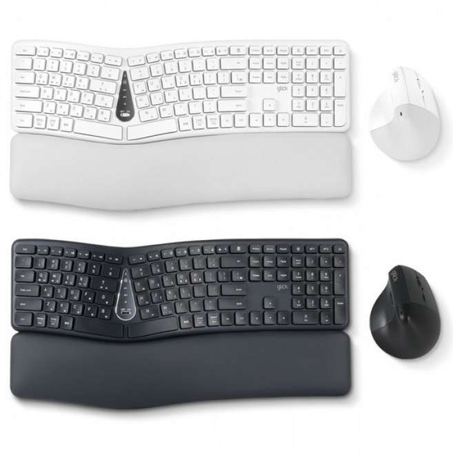 지클릭커 OFFICEPRO EMK300 인체공학 무선 키보드 마우스 세트 (화이트), 일반형