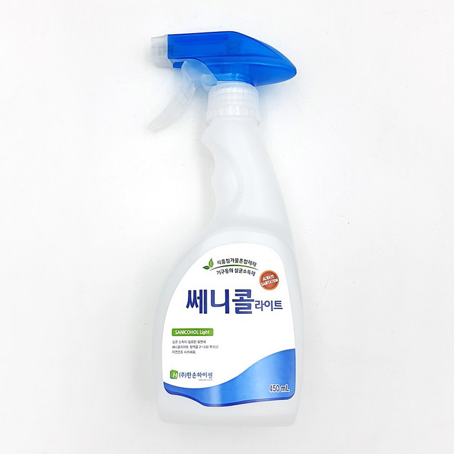 (주)한손하이젠 쎄니콜 라이트 살균소독제 450ml 인체무해 발효알콜, 1개