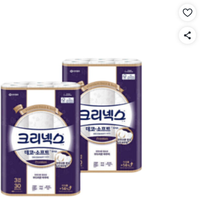 크리넥스 3겹 데코 앤 소프트 화이트 와이드 화장지 38m, 25m, 30롤, 30개