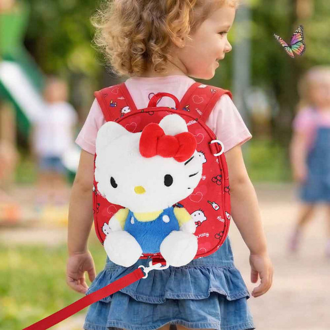 산리오 KOREA 헬로키티 인형 미아방지가방 유아 백팩, 1개, 레드