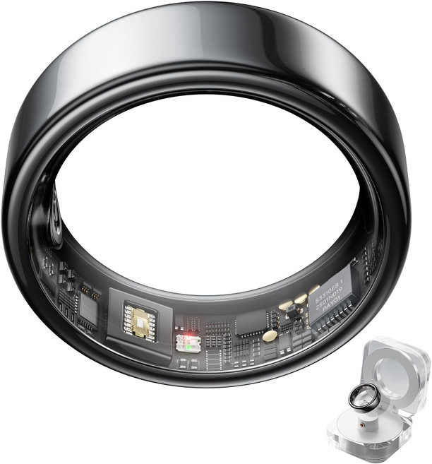 HOU 스마트링 블루투스 초경량 방수 반지 갤럭시 아이폰 호환 한국어 앱 스마트 반지, 미국 13, 블랙