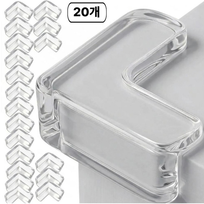 디어쿼츠 밀착 투명 L자 코너 모서리 보호대 대량팩, 20개, clear