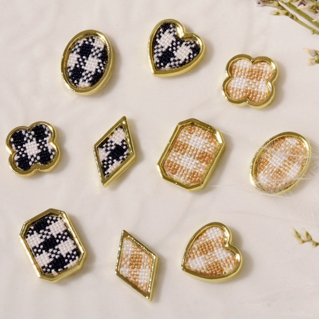 빈티지 파츠 10종 하운드 체크 체스 클로버 하트 네일파츠, 하운드 체크 파츠 D타입(1개입), 1개