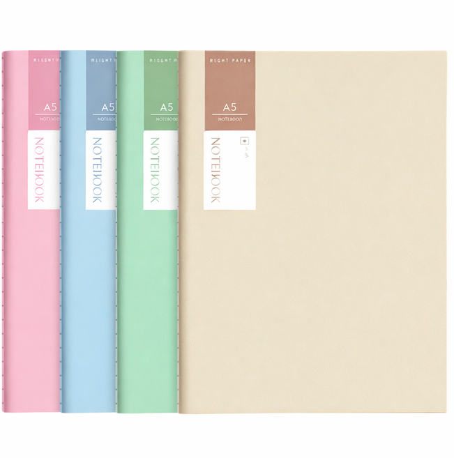 사각마켓 비침없는 A5 독서 일기 필사 줄 노트 4권세트, 1개, 파스텔톤