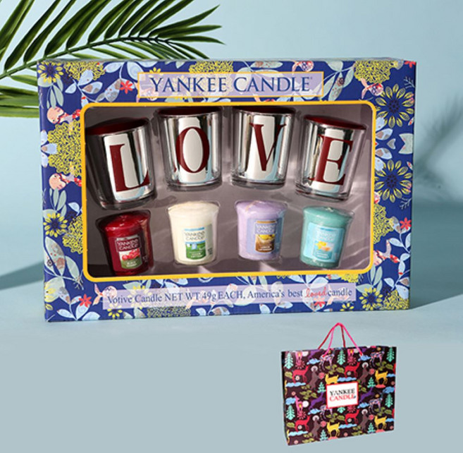 양키캔들 보티브 4종 LOVE홀더 선물세트+쇼핑백 향초 연말선물 답례품 크리스마스선물