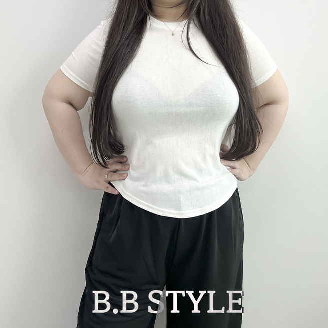 (88-120) 소몽 날씬해보이는 여성 빅사이즈 반팔 티셔츠 스판 시원한 얇은 기본 반팔티 여름 루즈핏