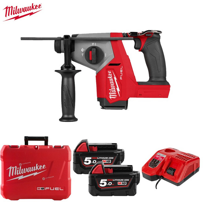 밀워키 18V M18 FUEL SDS-Plus 16mm FHAC16-502X 충전 로터리 함마드릴 풀 세트 5.0Ah 콘크리트 파쇄, 1세트