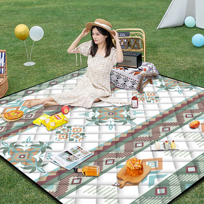 Shipshape 아웃도어 양면방수 피크닉 매트 돗자리 캠핑용 캠핑 돗자리 양면방수 두꺼운 방수 방열 매트 세탁가능, 모란그린