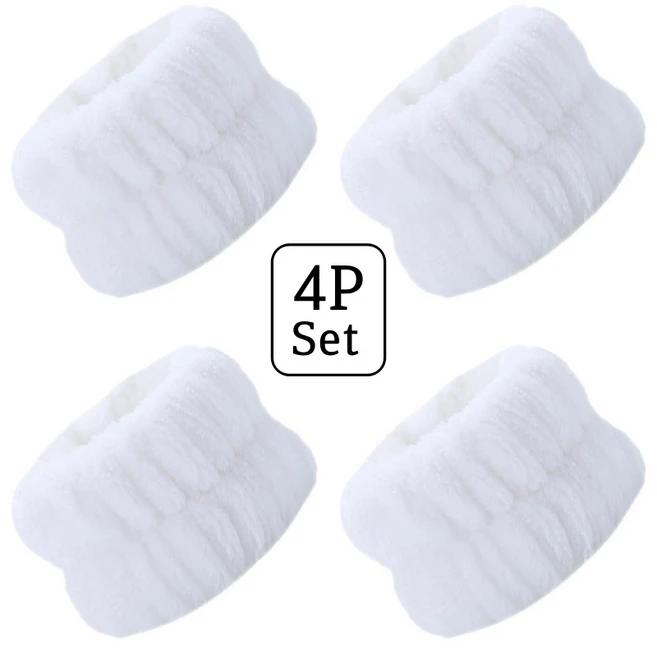 Ludia 부드러운 세안 손목밴드(4개 1세트), 화이트, 4개 - 쿠팡