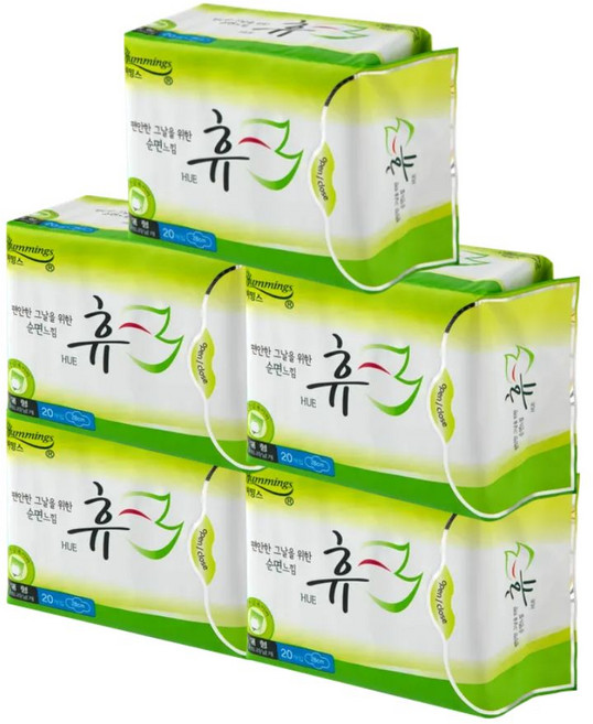 허밍스 휴 생리대 날개형, 대형, 20개입, 5개